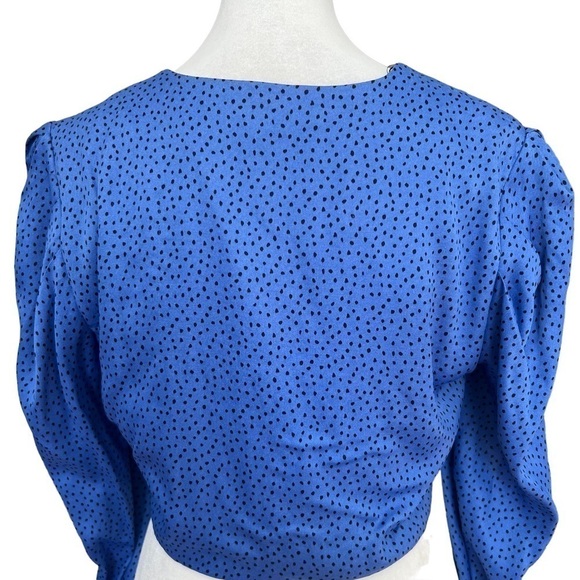 ZARA Black and Blue Polka Dot Crop Top - Picture 8 of 9